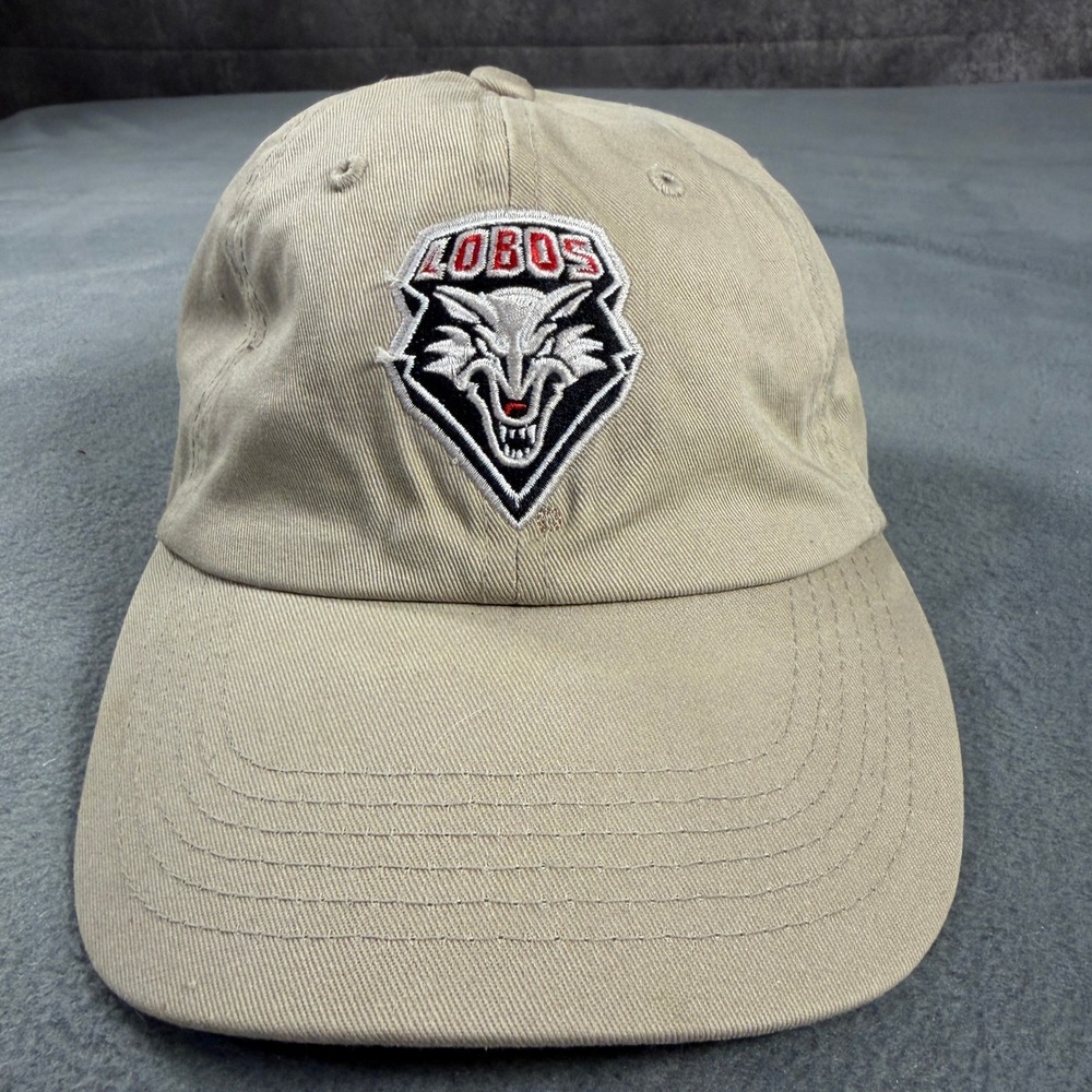 Captivating Headwear UNM Lobos Khaki Tan Adjustable Baseball Dad Hat Cap